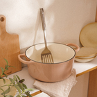 Кастрюля SL Home, 6 л, d=28 см, h=12.5 см, индукция, с эмалированным покрытием, чугун, бежевая - Фото 3