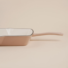 Сковорода-гриль SL Home, d=25.5 см, h=5 см, эмалированное покрытие, индукция, со сливом, бежевая - Фото 5