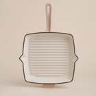 Сковорода-гриль SL Home, d=25.5 см, h=5 см, эмалированное покрытие, индукция, со сливом, бежевая - Фото 3
