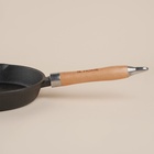 Сковорода SL Home, d=25, h=4.4 см, на деревянной подставке, индукция, чугун, чёрная - Фото 4