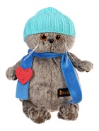 Мягкая игрушка «Басик», в шапке и шарфе с сердечком», 19 см - фото 7622998