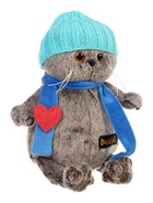 Мягкая игрушка «Басик», в шапке и шарфе с сердечком», 19 см - фото 7622999