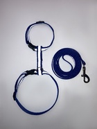 Комплект для кошек, шлейка 21-35 см, ширина 1 см, поводок 120 см, светоотражающий, синий - Фото 5