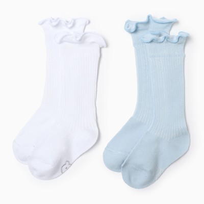 Гольфы детские 2 пары Крошка Я BASIC LINE, 10-12 см, голубой, белый