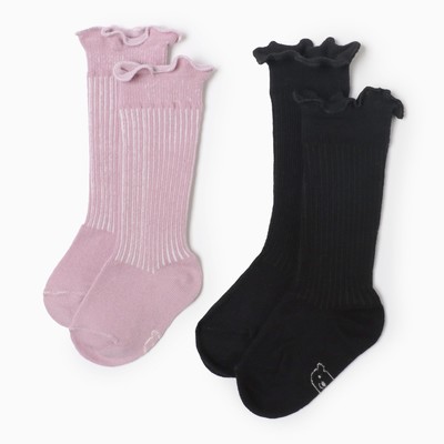 Гольфы детские 2 пары Крошка Я BASIC LINE, 10-12 см, розовый, черный