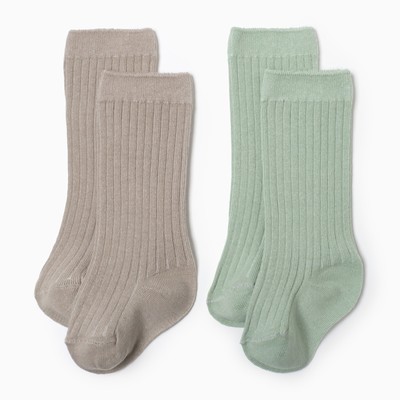 Гольфы детские 2 пары Крошка Я BASIC LINE, 10-12 см, зеленый, бежевый