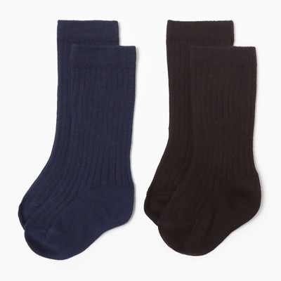 Гольфы детские 2 пары Крошка Я BASIC LINE, 10-12 см, коричневый, синий