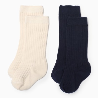 Гольфы детские 2 пары Крошка Я BASIC LINE, 8-10 см, синий, молочный