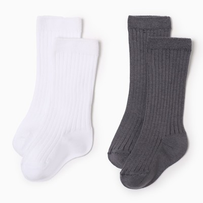 Гольфы детские 2 пары Крошка Я BASIC LINE, 8-10 см, серый, белый