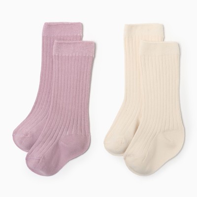 Гольфы детские 2 пары Крошка Я BASIC LINE, 12-14 см, розовый/ молочный