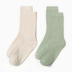 Набор женских носков KAFTAN Base, 2 пары, размер 36-39 (23-25 см) молочн/оливк - Фото 1