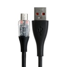 Кабель, 2 А, MicroUSB  - USB, прозрачный, TPE оплётка, 1 м, чёрный - Фото 2