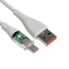 Кабель, 2 А, MicroUSB  - USB, прозрачный, TPE оплётка, 1 м, белый