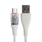 Кабель, 2 А, MicroUSB  - USB, прозрачный, TPE оплётка, 1 м, белый - фото 9091301