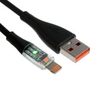 Кабель, 3 А, Lightning  - USB, прозрачный, TPE оплётка, 1 м, чёрный - фото 321087207