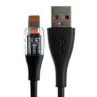 Кабель, 3 А, Lightning  - USB, прозрачный, TPE оплётка, 1 м, чёрный 9940194 - фото 13012041