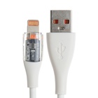 Кабель, 3 А, Lightning  - USB, прозрачный, TPE оплётка, 1 м, белый - Фото 2