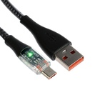 Кабель, 2 А, MicroUSB  - USB, прозрачный, оплётка нейлон, 1 м, серый - фото 3298552