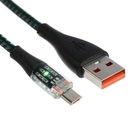Кабель, 2 А, MicroUSB  - USB, прозрачный, оплётка нейлон, 1 м, зелёный - фото 321116141