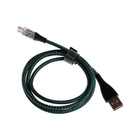 Кабель, 2 А, MicroUSB  - USB, прозрачный, оплётка нейлон, 1 м, зелёный - фото 9183878