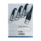 Кабель, 3 А, Type-C  - USB, прозрачный, оплётка нейлон, 1 м, зелёный - фото 51531563