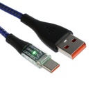 Кабель, 3 А, Type-C  - USB, прозрачный, оплётка нейлон, 1 м, синий - Фото 1