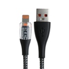 Кабель, 2 А, Lightning  - USB, прозрачный, оплётка нейлон, 1 м, серый - Фото 2