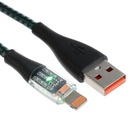 Кабель, 2 А, Lightning  - USB, прозрачный, оплётка нейлон, 1 м, зелёный - фото 321116195