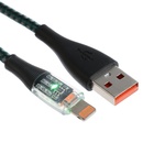 Кабель, 2 А, Lightning  - USB, прозрачный, оплётка нейлон, 1 м, зелёный 9940211 - фото 313163271