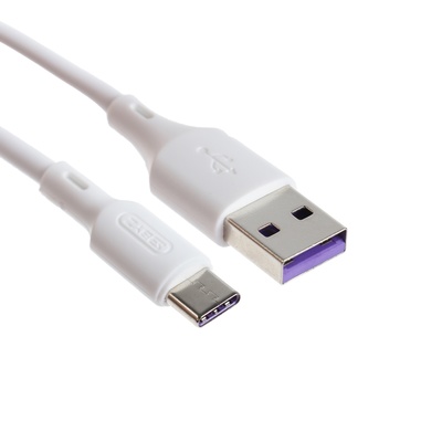 Кабель BYZ BC-040, Type-C - USB, 3 А, 1 м, силикон, белый