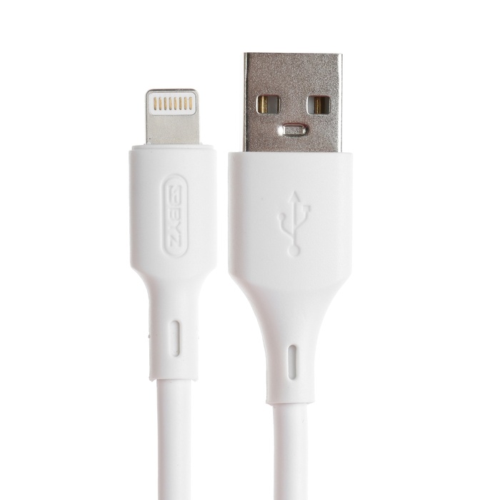 Кабель BYZ BC-040, Lightning - USB, 3 А, 1 м, силикон, белый - фото 51531807