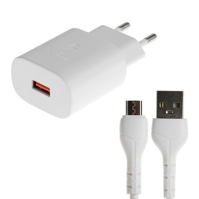 Сетевое зарядное устройство BYZ U40, 1 USB, 18 Вт, 5 А, кабель USB - micro USB, 1 м,PD,белый