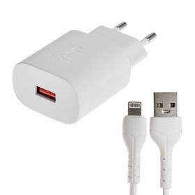 Сетевое зарядное устройство BYZ U40, 1 USB, 18 Вт, 5 А, кабель USB - Lightning, 1 м,PD,белый