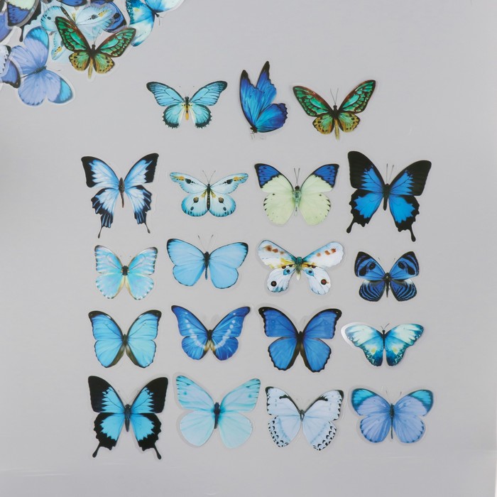 Наклейки для творчества пластик PVC "Звездные бабочки" набор 40 шт 9х10.5 см - Фото 1