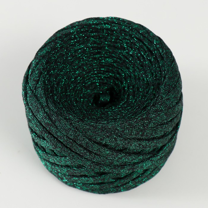 Шнур Риббон с люрексом 85м/170±5 гр (Черный, люрекс: Зеленый)