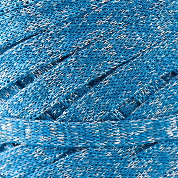 Шнур Риббон с люрексом 85м/170±5 гр ( Голубой, люрекс: Серебро)