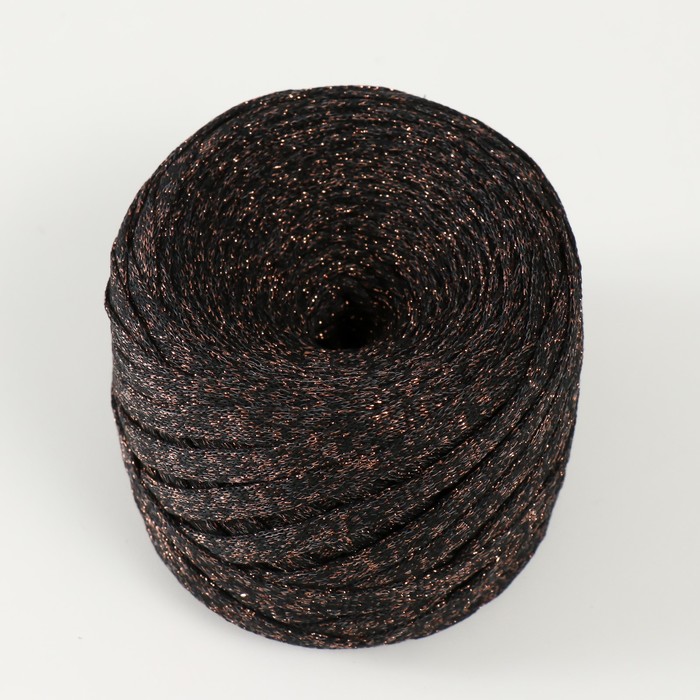 Шнур Риббон с люрексом 85м/170±5 гр (Черный, люрекс: Бронза)