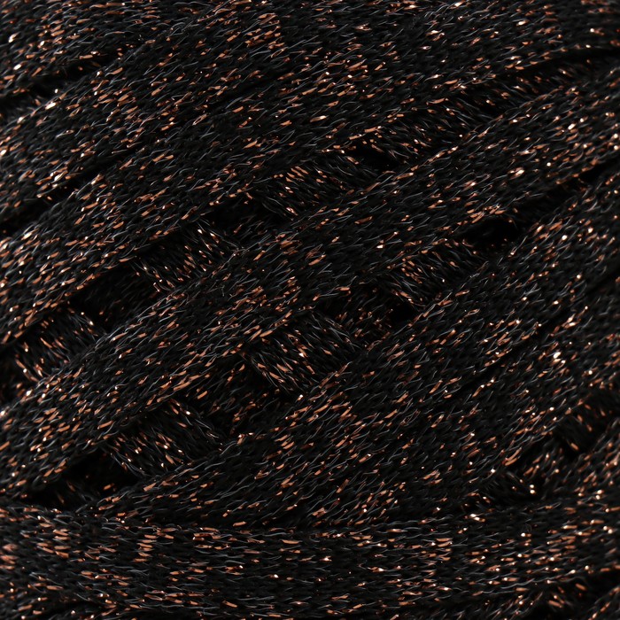 Шнур Риббон с люрексом 85м/170±5 гр (Черный, люрекс: Бронза)