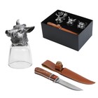 Подарочный набор рюмок-перевёртышей «Настоящему мужчине», на 3 персоны, рюмка 50 мл, нож - Фото 1