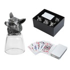Подарочный набор рюмок-перевёртышей «Настоящему мужчине», на 4 персоны, 50 мл, колода карты, стекло, металл - Фото 1