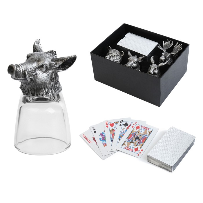 Подарочный набор рюмок-перевёртышей «Настоящему мужчине», на 4 персоны, рюмка 50 мл, карты - Фото 1