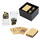 Подарочный набор рюмок-перевёртышей 3 в 1 «Лев», на 2 персоны, рюмка 50 мл, карты - Фото 1