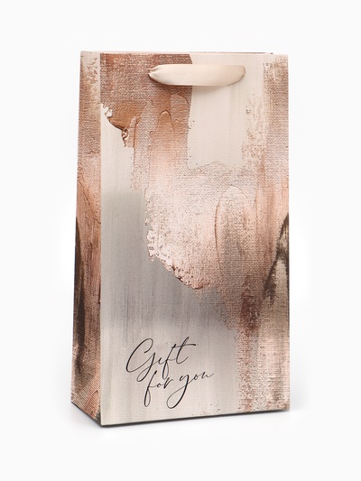 Пакет подарочный под две бутылки, упаковка, Bronza, 35×20×9 см