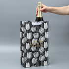 Пакет подарочный под две бутылки, упаковка, Tulip, тиснение, 35 х 20 х 9 см - фото 9373464
