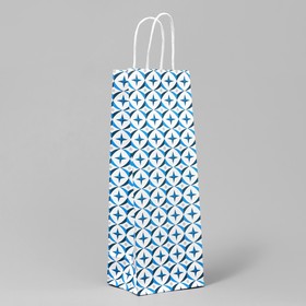 Пакет подарочный под бутылку, упаковка, «Геометрия», белый крафт, 13 х 36 х 10 см