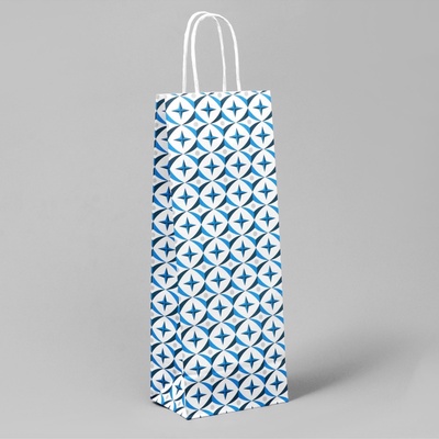 Пакет подарочный под бутылку, упаковка, «Геометрия», белый крафт, 13×36×10 см
