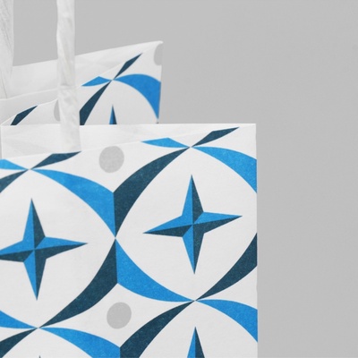 Пакет подарочный под бутылку, упаковка, «Геометрия», белый крафт, 13×36×10 см