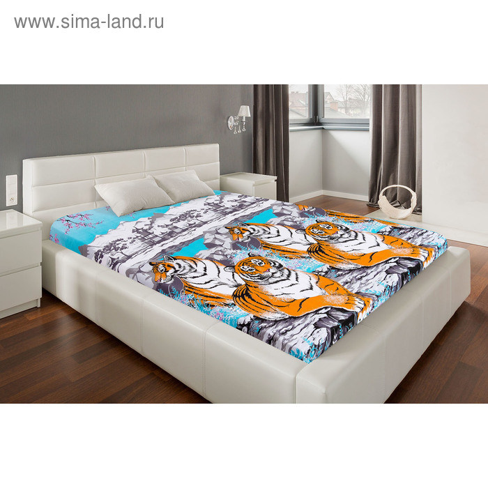 Простыня "Этель поплин" 1.5 сп Киото зима 150*210 см, 100% хлопок, поплин - Фото 1