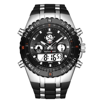 Часы наручные электронные, d=5 см, длина l=26 см, с будильником, календарем, подсветкой, 1 АТМ