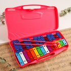 Музыкальный инструмент Металлофон Music Life, 25 тонов, футляр, 2 палочки, розовый - фото 5639342